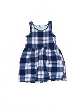 H&M Girls Navy Plaid Sleeveless Dress 2-4Y